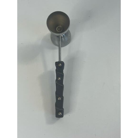Vintage Double Sided Jigger Shot Cocktail Wine Glass Leather Handle - Picture 3 of 4